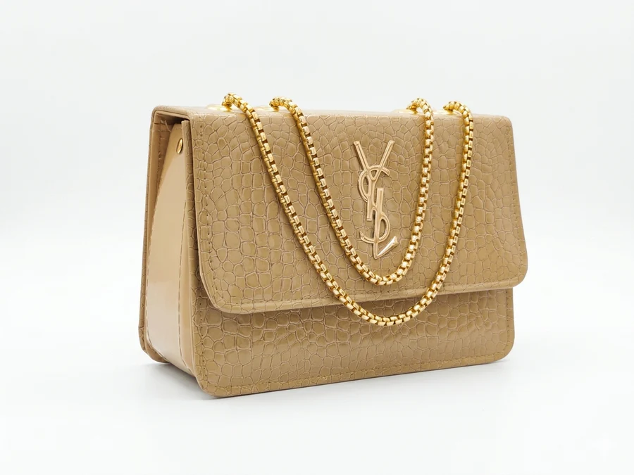 Luxury Croco Chain Bag – Beige