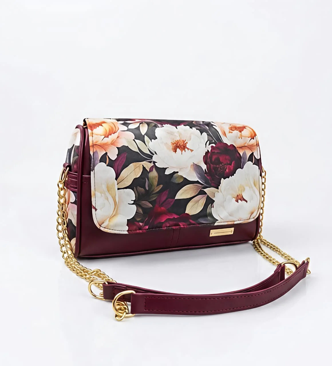ELEGANT FLORAL HAND BAG – Maroon
