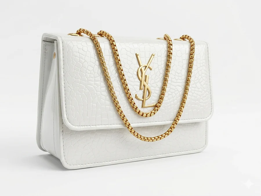 Luxury Croco Chain Bag – White
